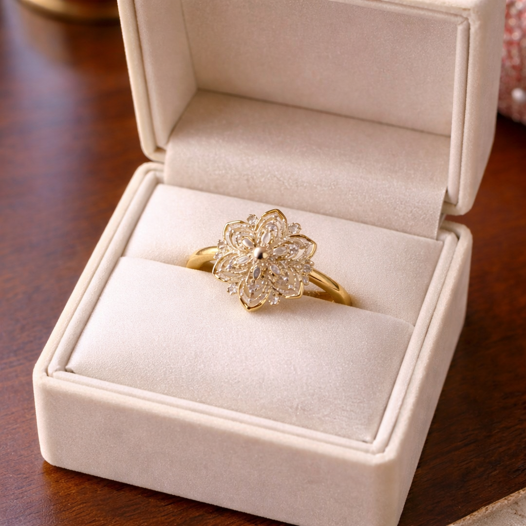 ✨ Elegant Floral Gold Ring 💍🌸