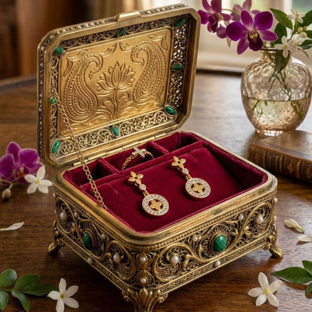 Luxury Gold Clover Drop Earrings