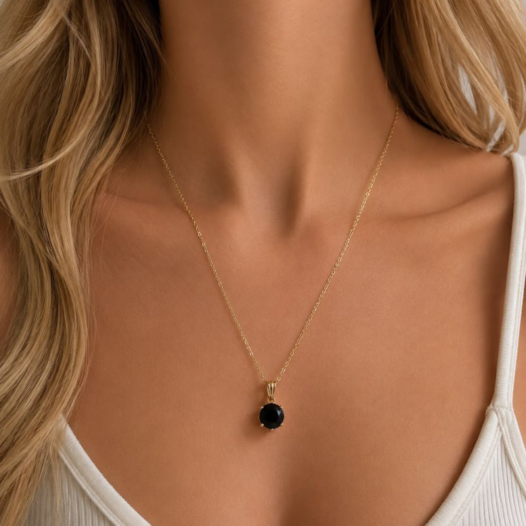Black Pendant Lockit, Stud Earrings & Adjustable Ring