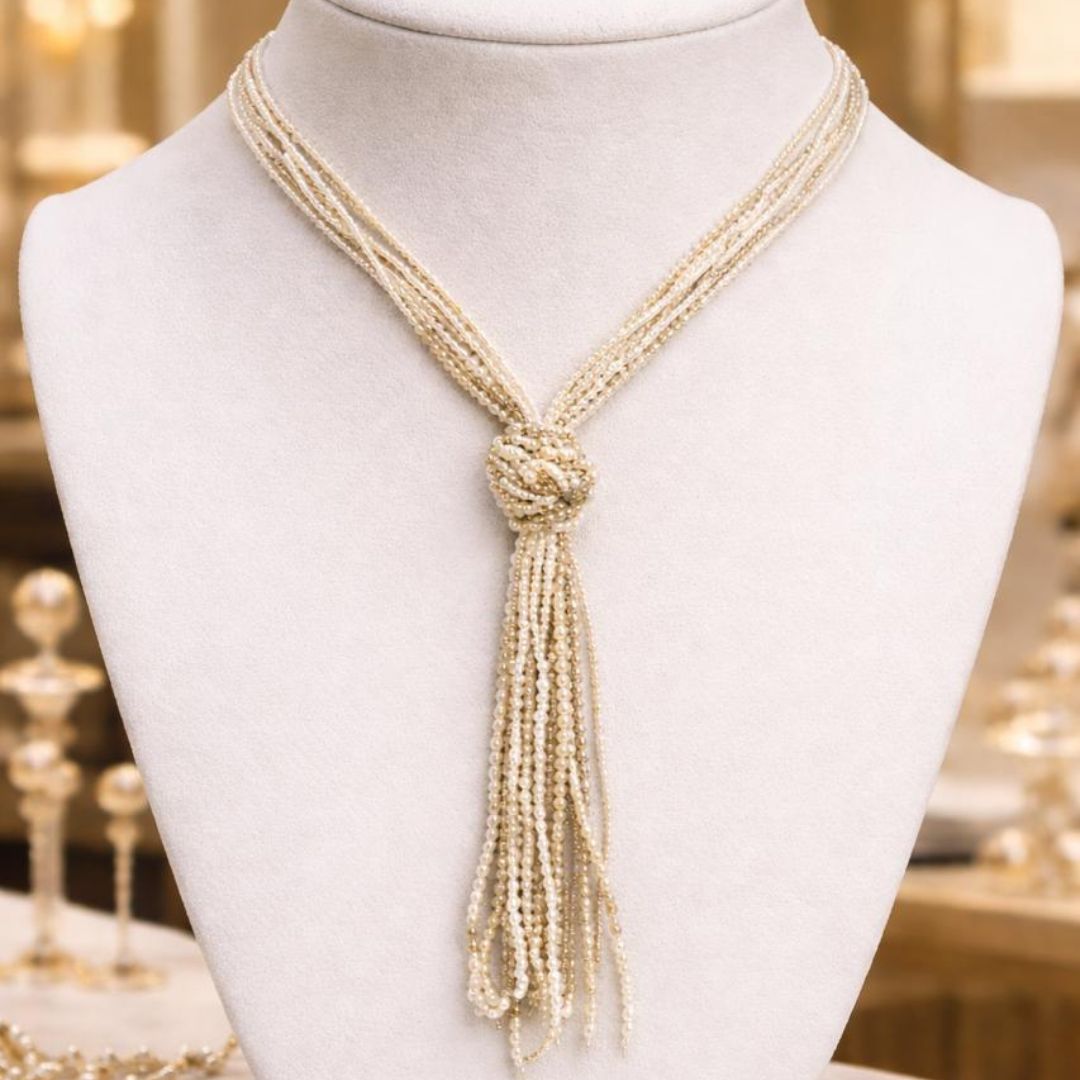 ✨ White Pearl Tassel Necklace ✨