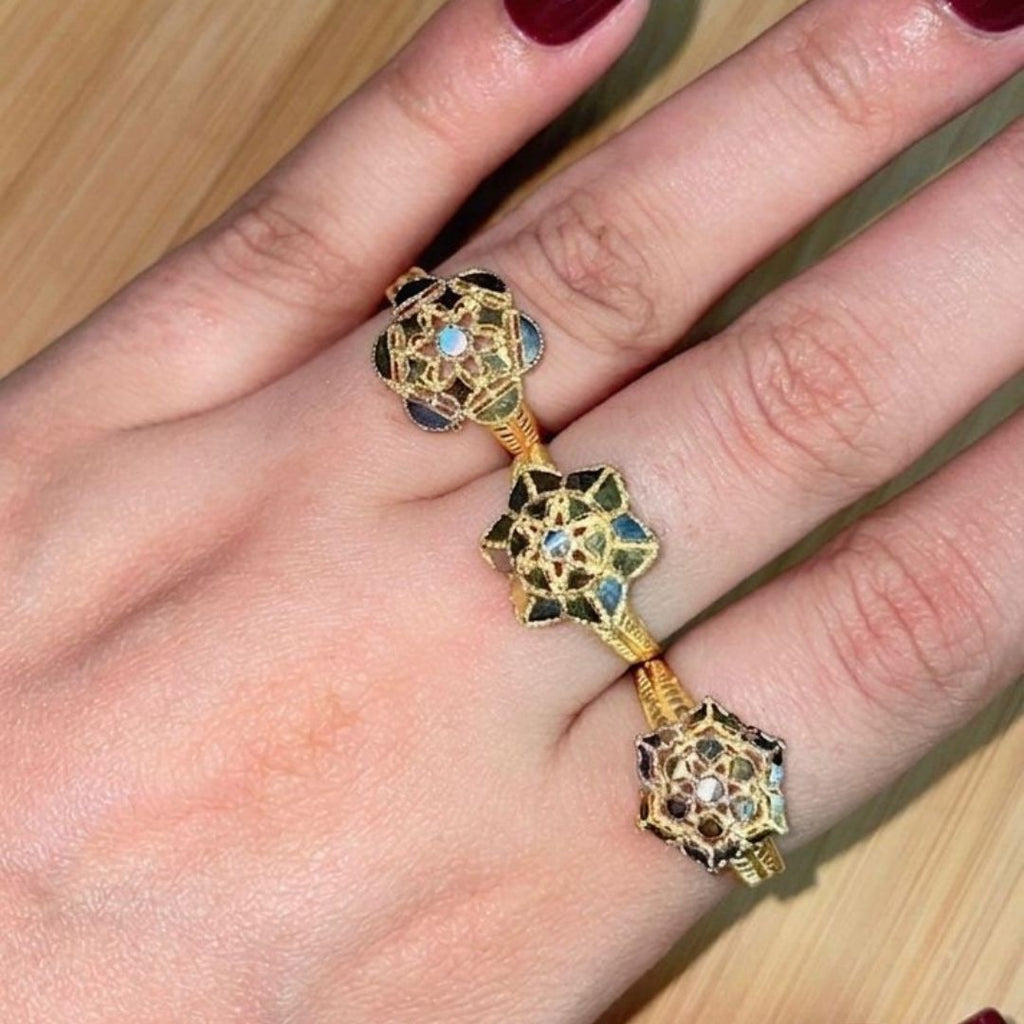 ✨ Vintage Floral Gold Ring Set 💍🌸