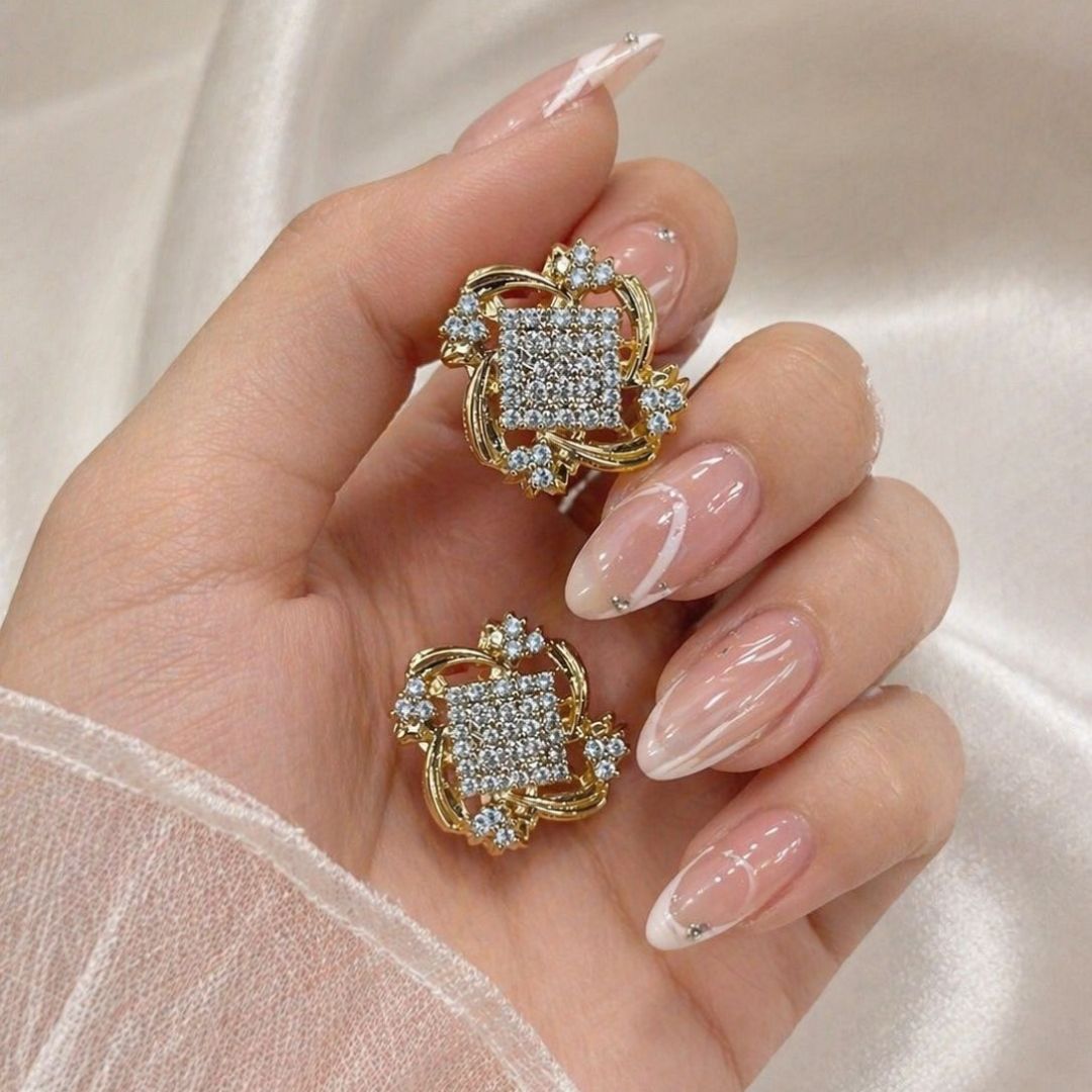 Gold Plated Crystal Flower Stud Earrings