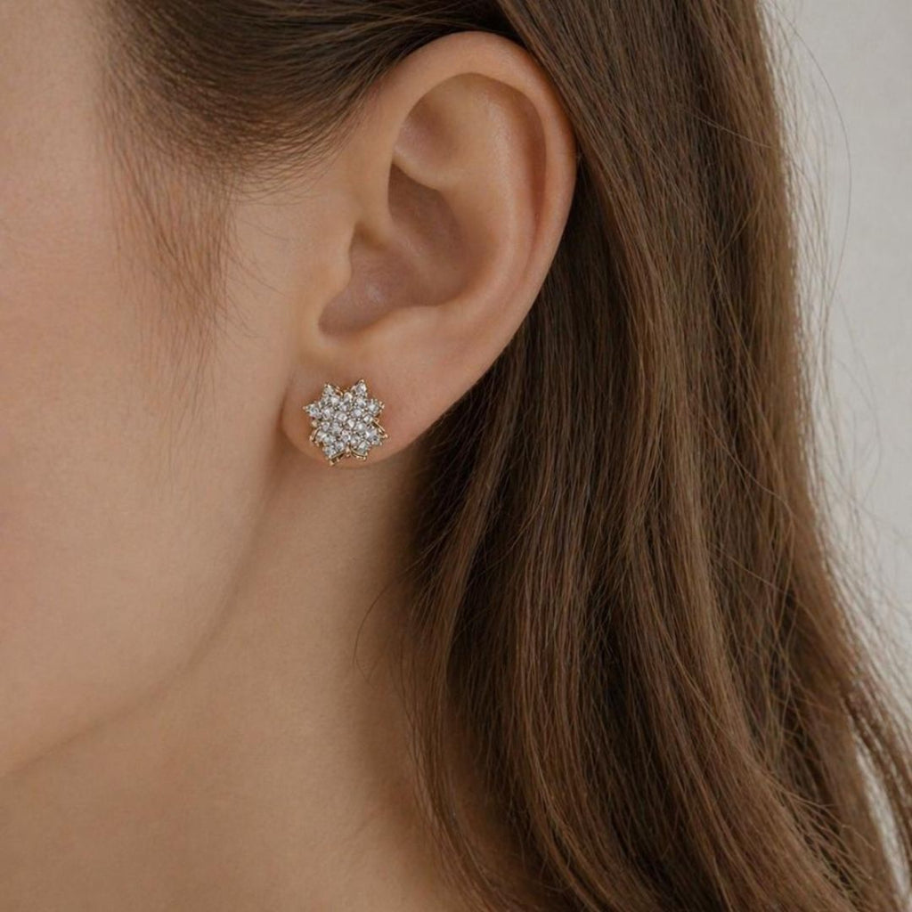 Silver Stone Metal Crystal Earrings