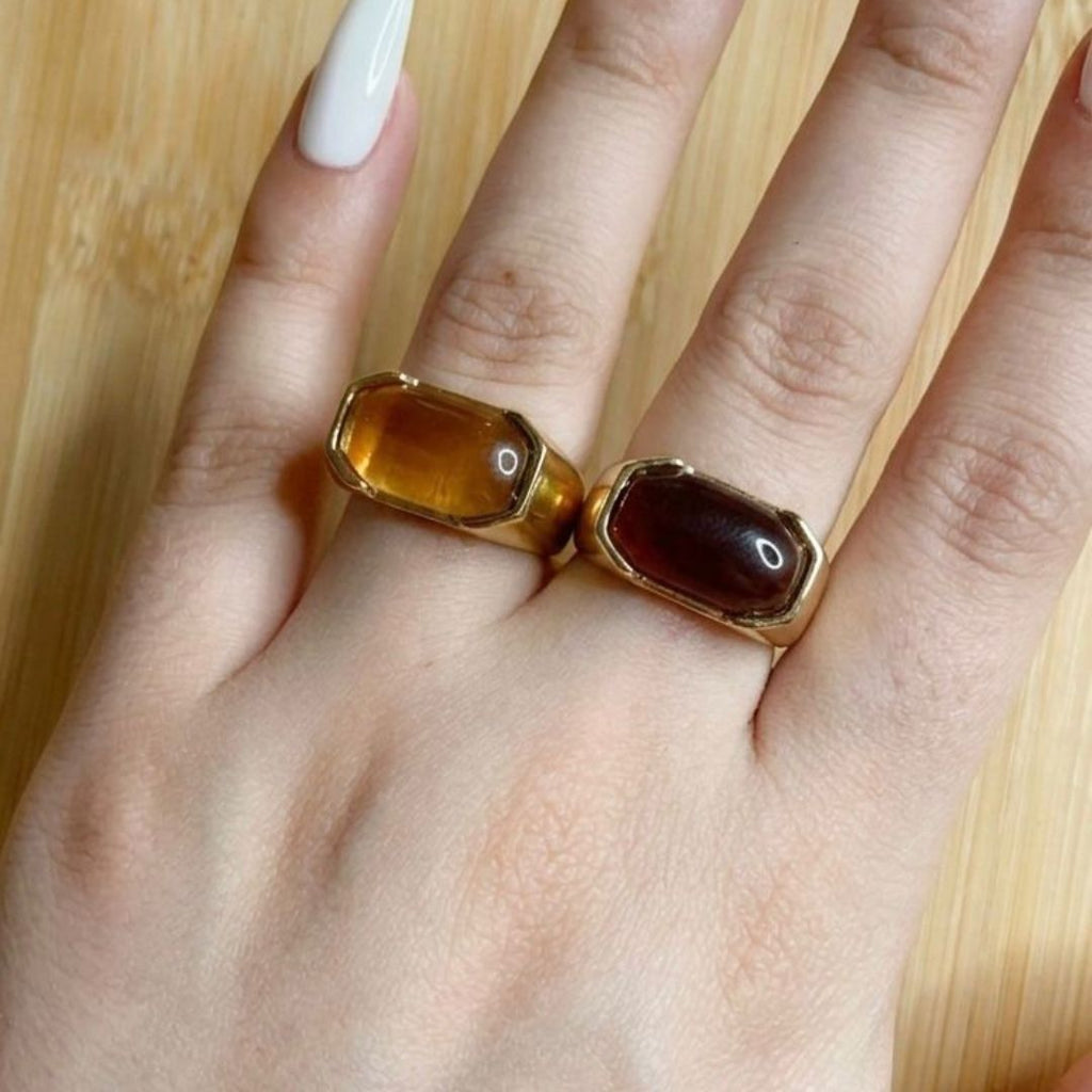 ✨ Dual Stone Gold Statement Rings Set 💍💛