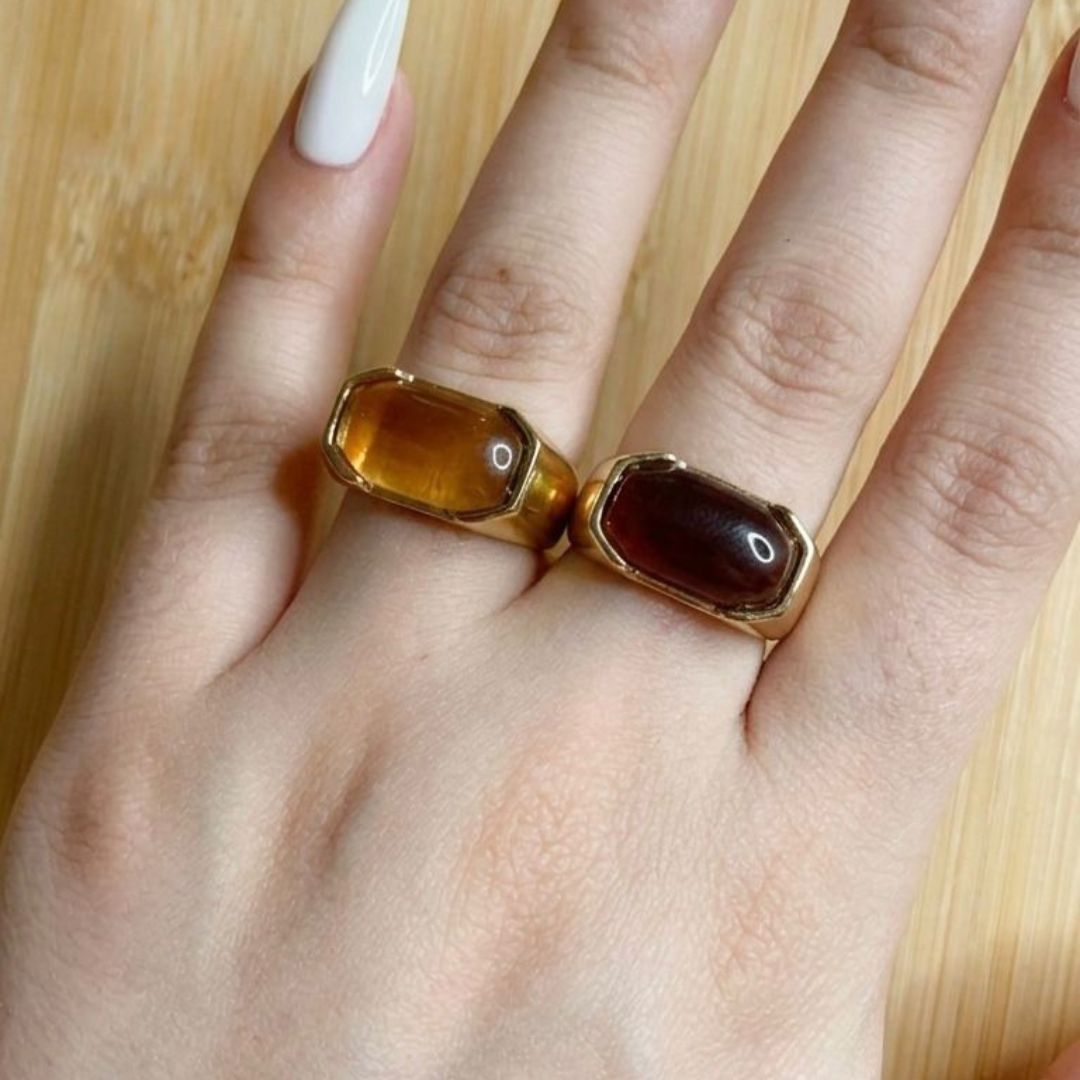✨ Dual Stone Gold Statement Rings Set 💍💛