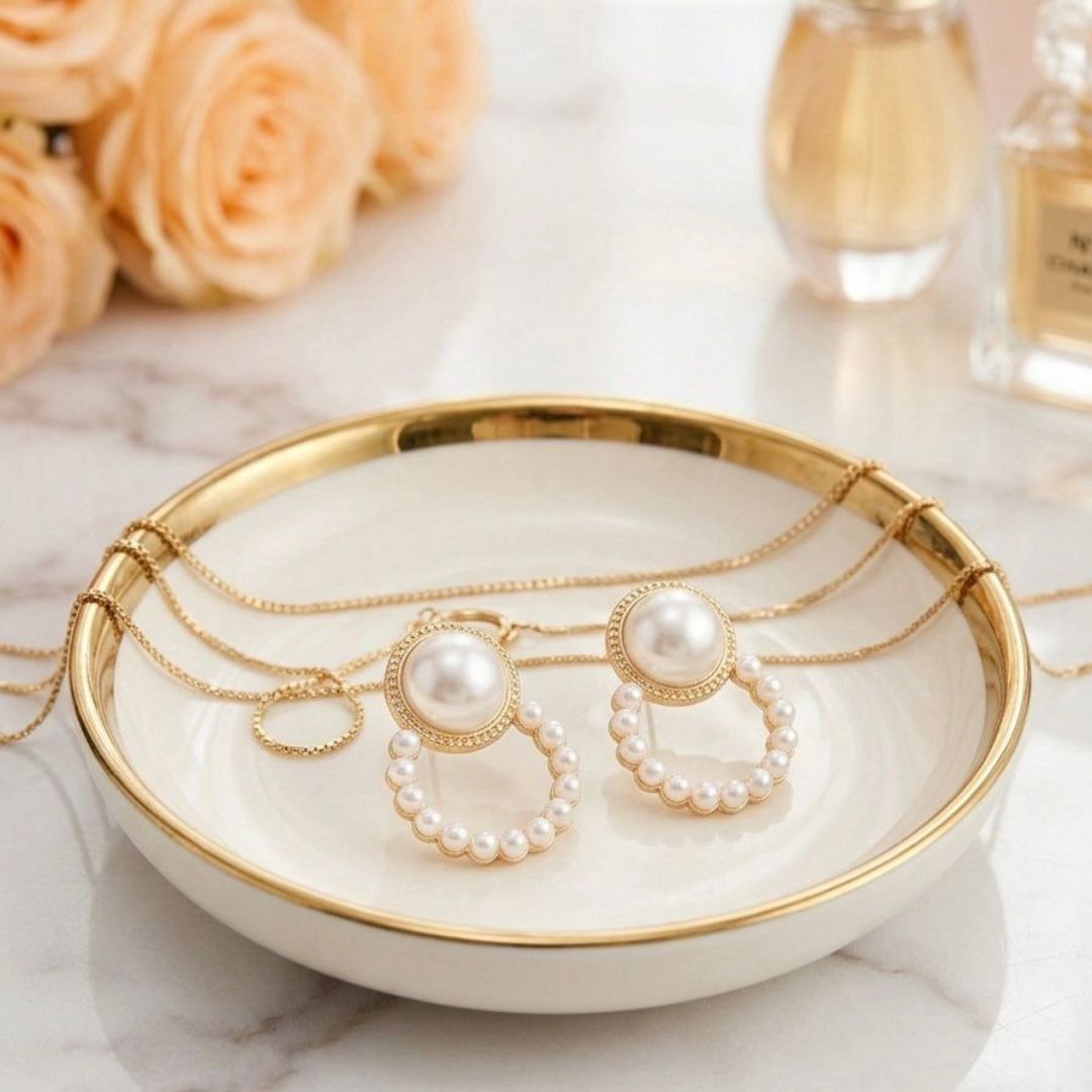 Elegant Pearl Hoop Earrings