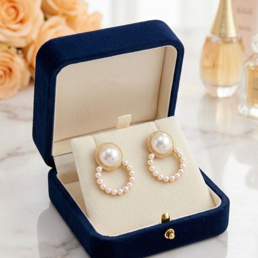 Elegant Pearl Hoop Earrings