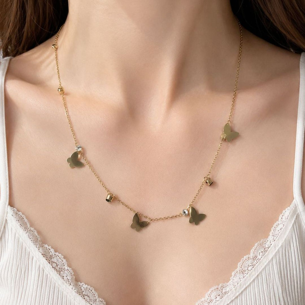 Stainless Steel Butterfly Charm Necklace