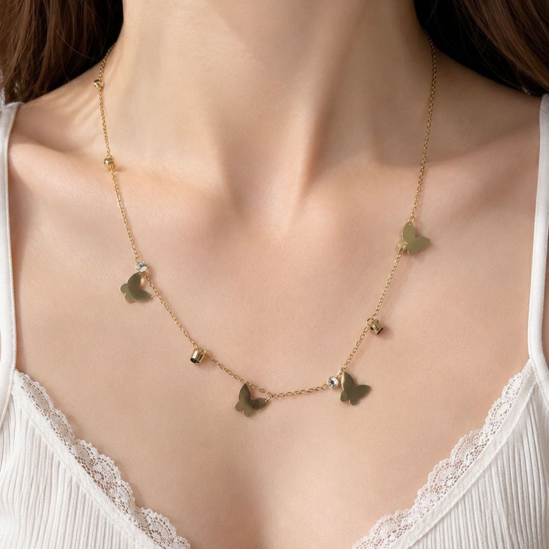 Stainless Steel Butterfly Charm Necklace