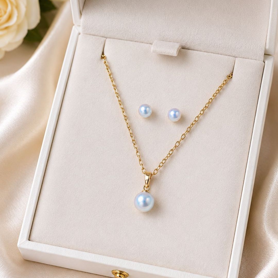 Elegant Pearl Pendant & Stud Earrings Set
