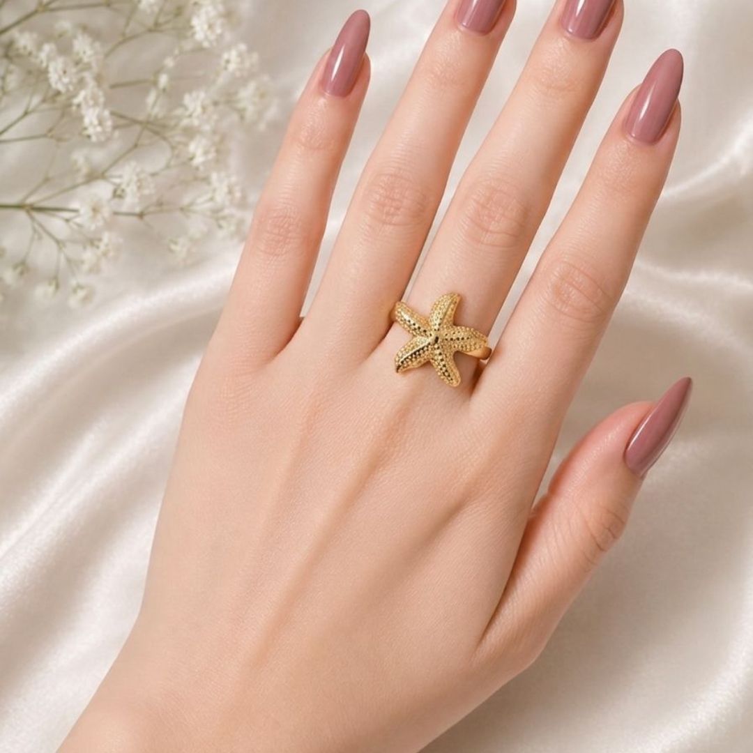 Golden Starfish Ring