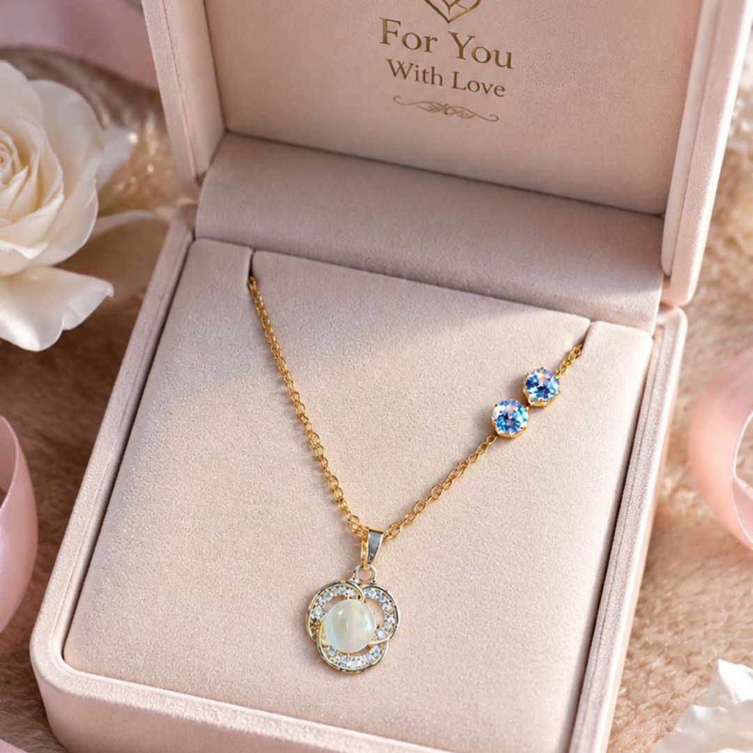 Elegant Crystal Pendant Necklace & Earrings Set
