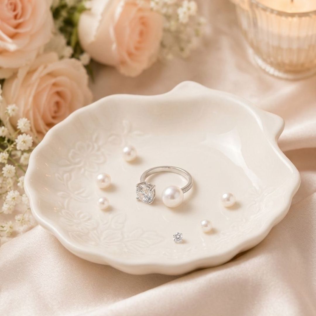 Elegant Pearl & Crystal Ring