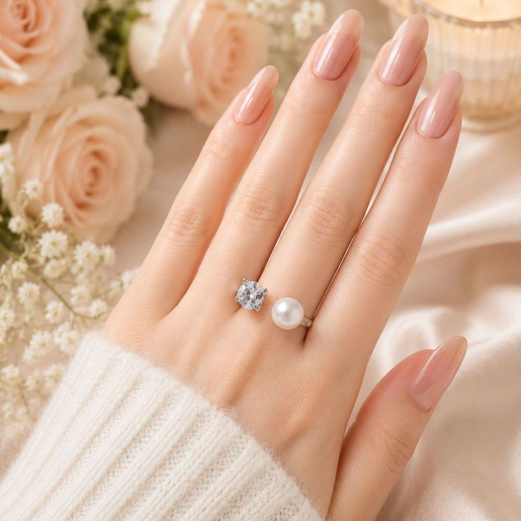 Elegant Pearl & Crystal Ring