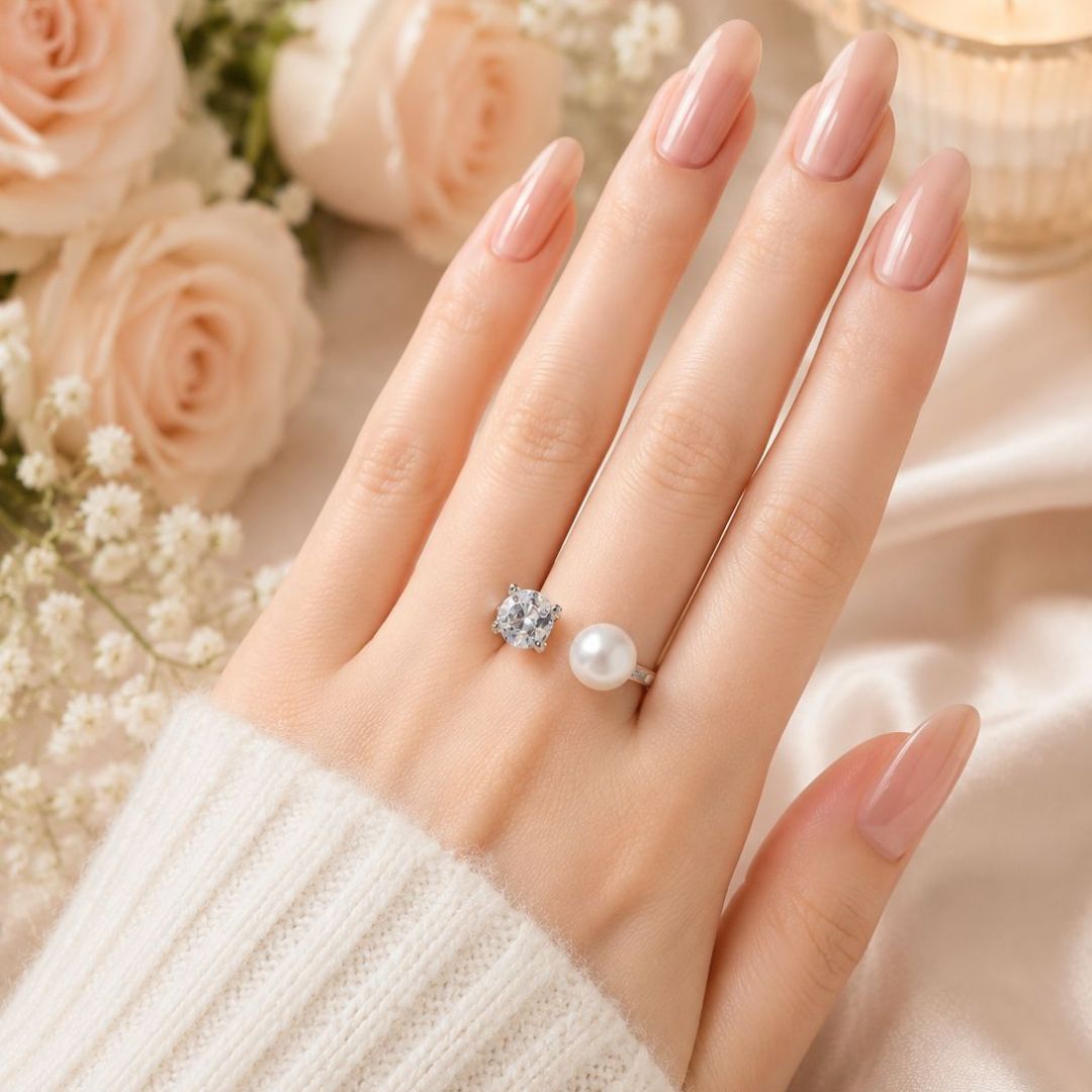 Elegant Pearl & Crystal Ring