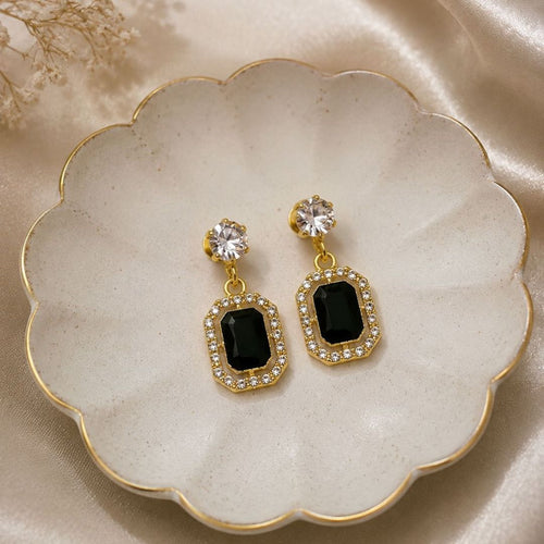 Black Crystal Drop Earrings