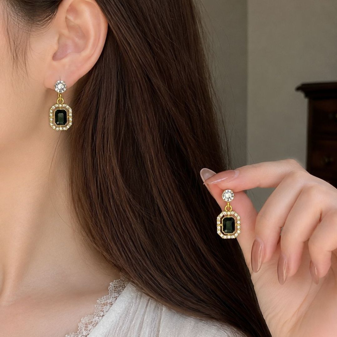 Black Crystal Drop Earrings