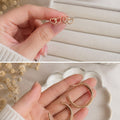 Golden Double Heart & Classic Hoop Earrings Set