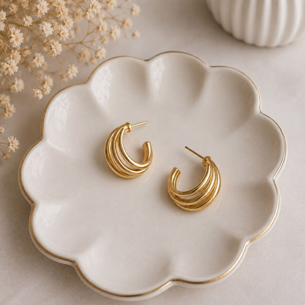 Luxury Triple Layer Gold Hoop Earrings