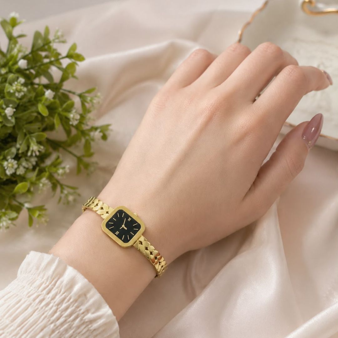 Luxury Gold Square Dial Handcuff