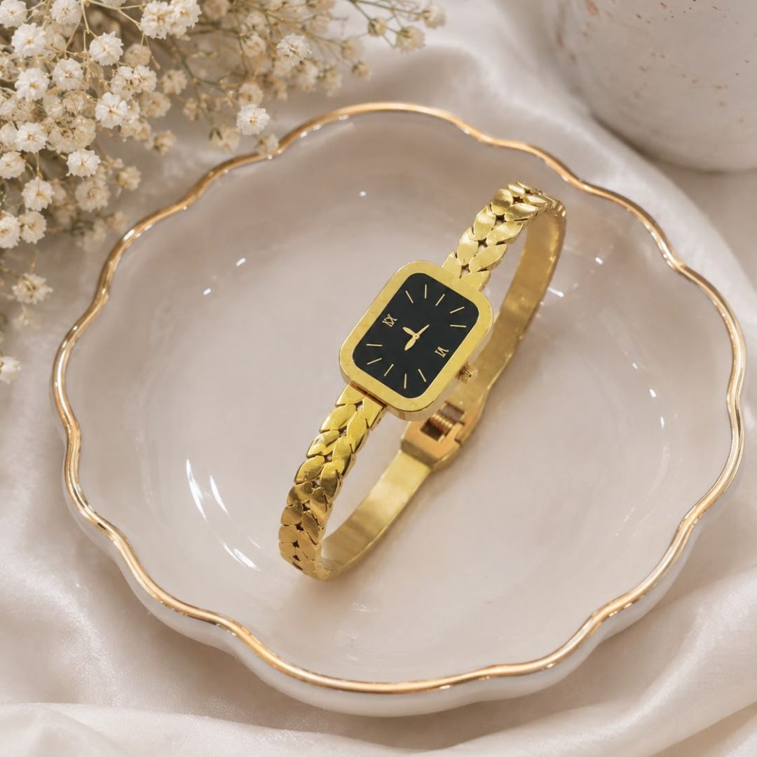 Luxury Gold Square Dial Handcuff