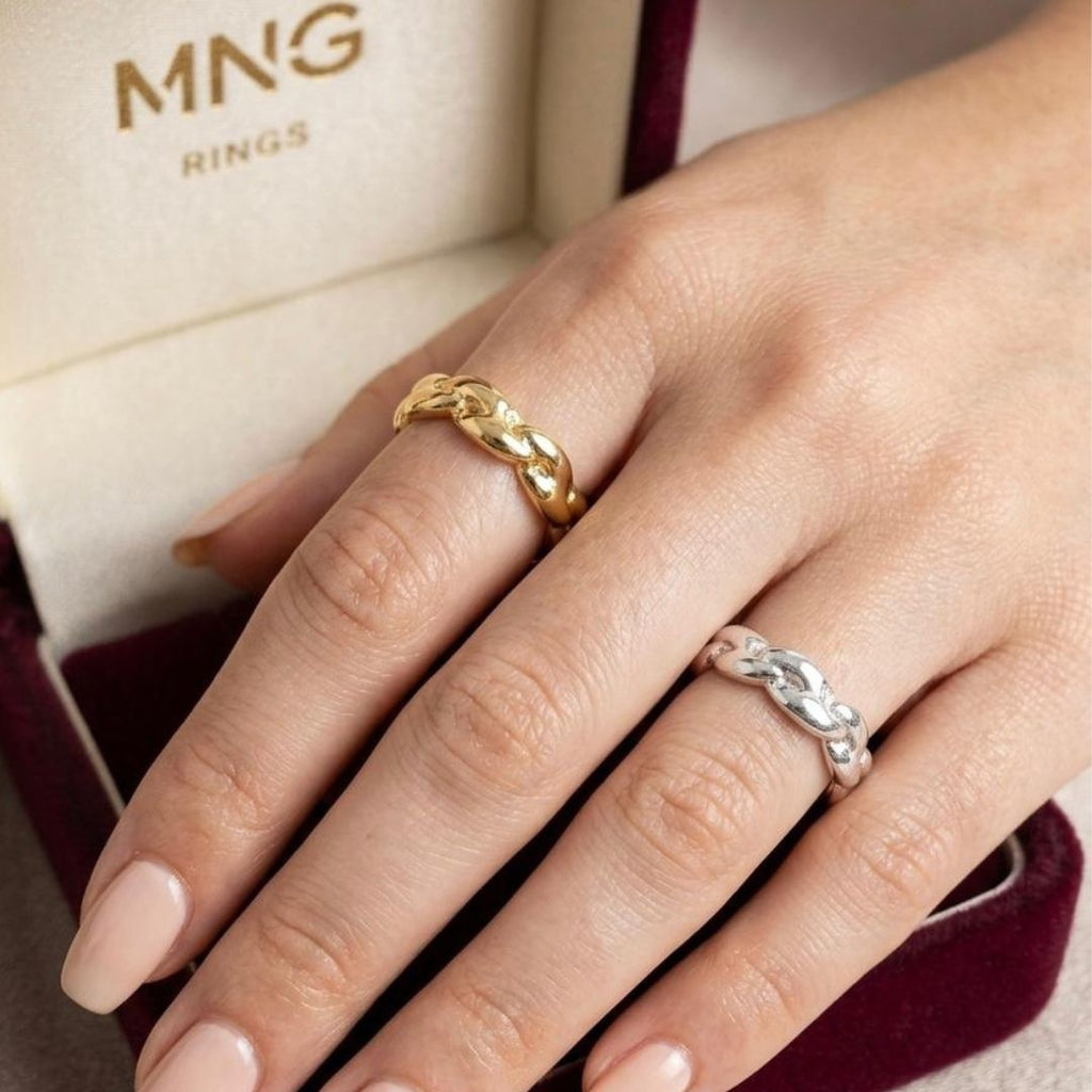 Luxury Duo Chain Rings Set 💍💛🤍
