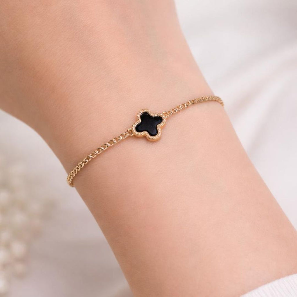Elegant Black Clover Bracelet 🖤✨