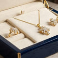 Necklace Earrings Ring Set with Zircon Stones
