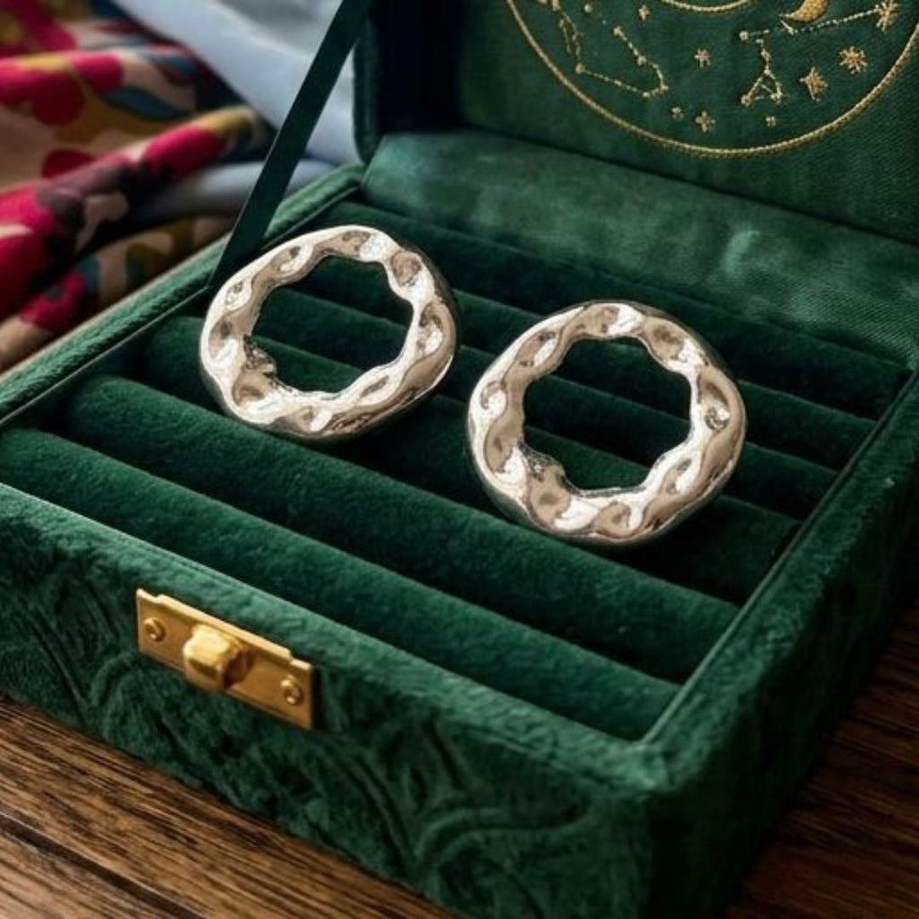 Silver Hollow Circle Earrings