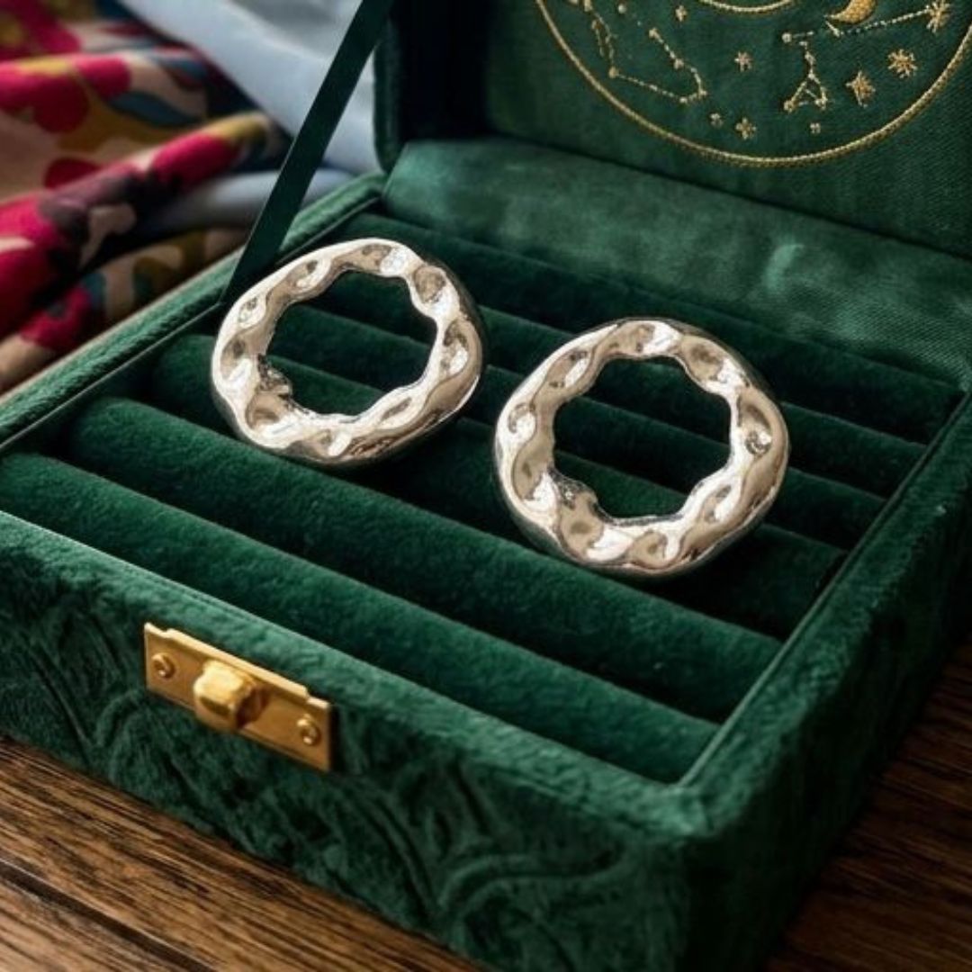 Silver Hollow Circle Earrings