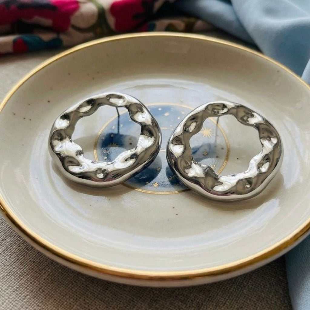 Silver Hollow Circle Earrings