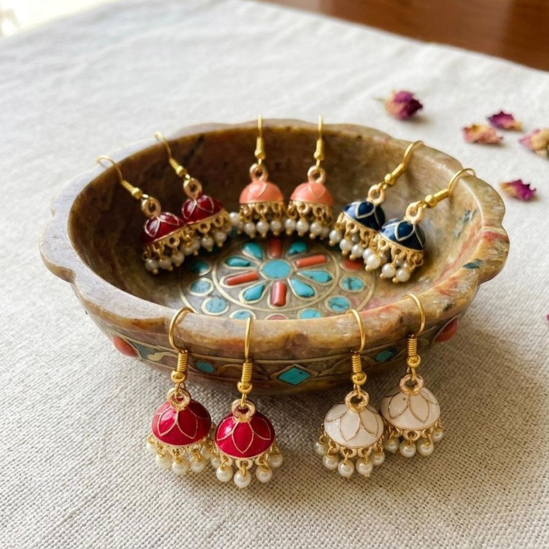 Colorful Jhumka Earrings Set 🌸