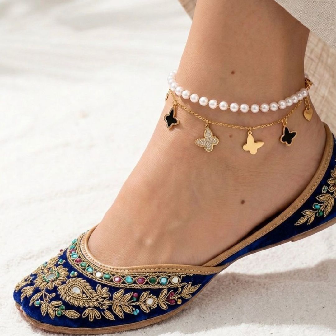 Butterfly Pearl Anklet for Women