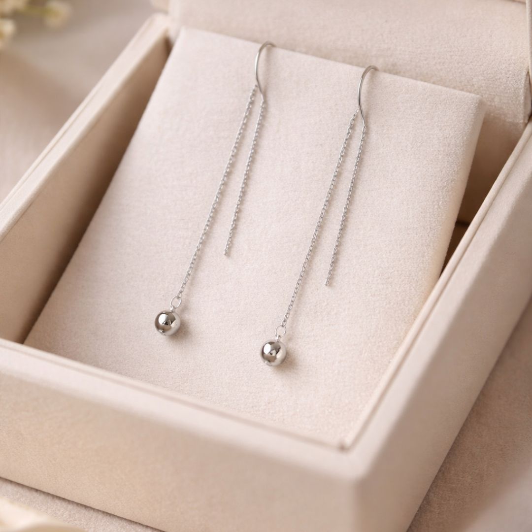 Elegant Silver Threader Drop Earrings 💎✨