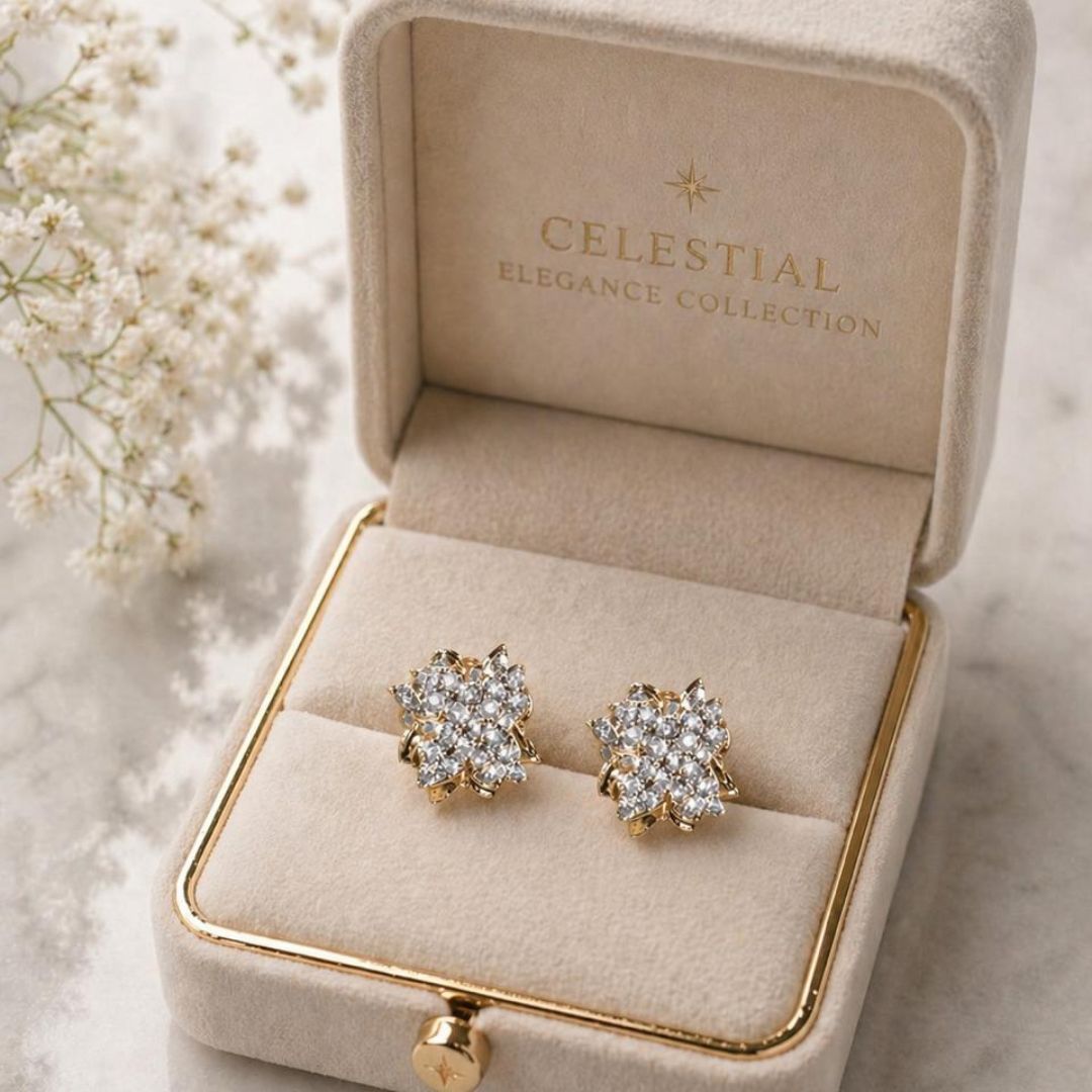 Silver Stone Metal Crystal Earrings