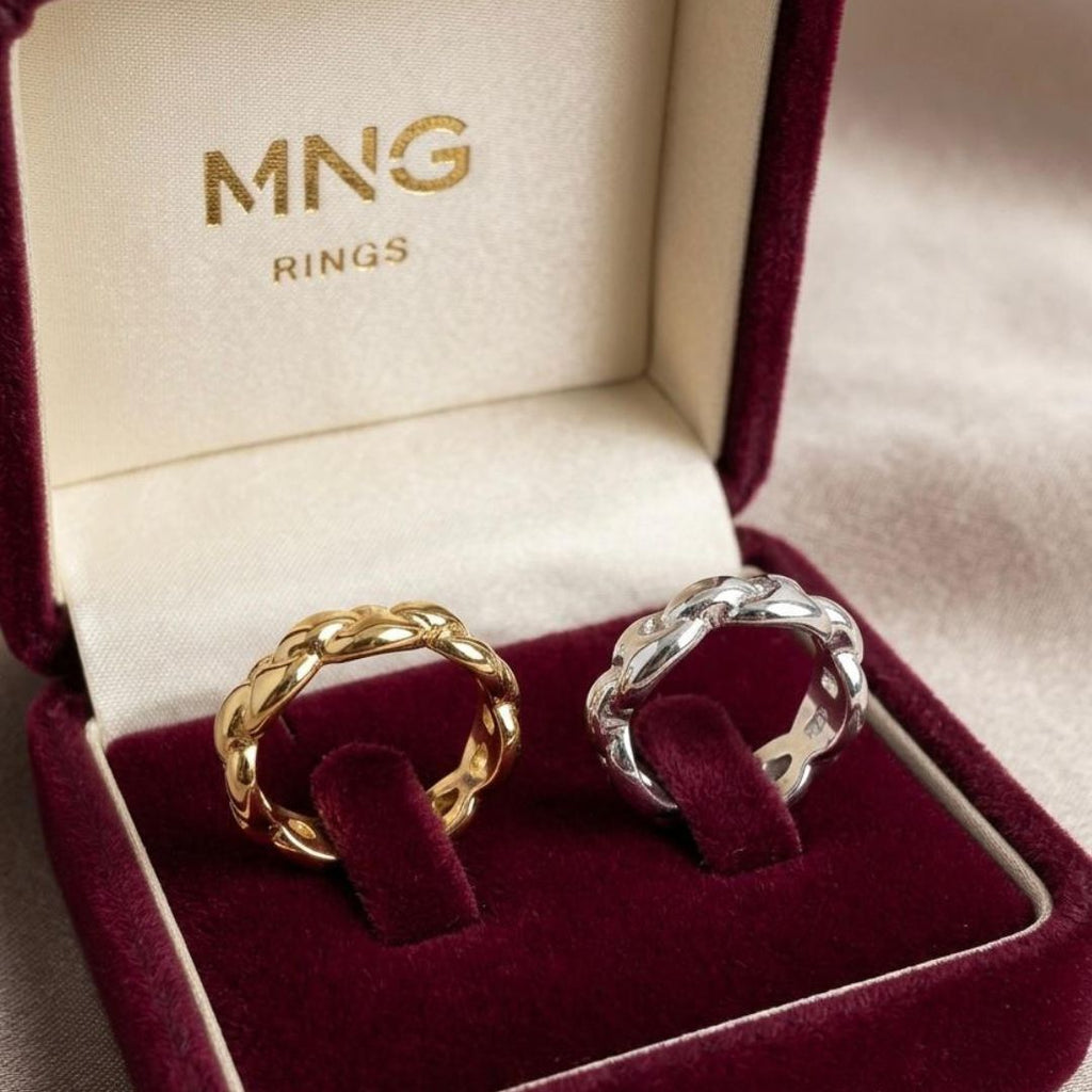 Luxury Duo Chain Rings Set 💍💛🤍
