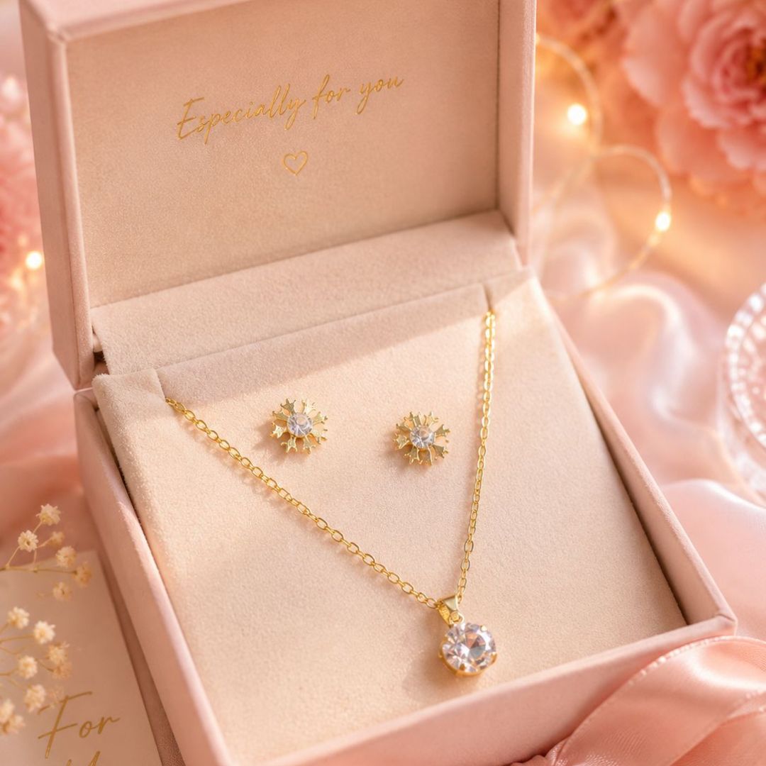 Elegant Silver Stone Jewelry Set