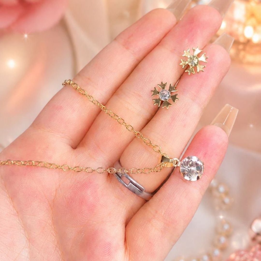Elegant Silver Stone Jewelry Set